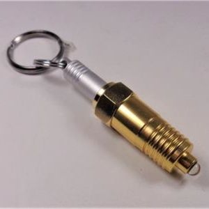 SILVER AND GOLD SPARK PLUG KEYCHAIN LIGHT KEY RING